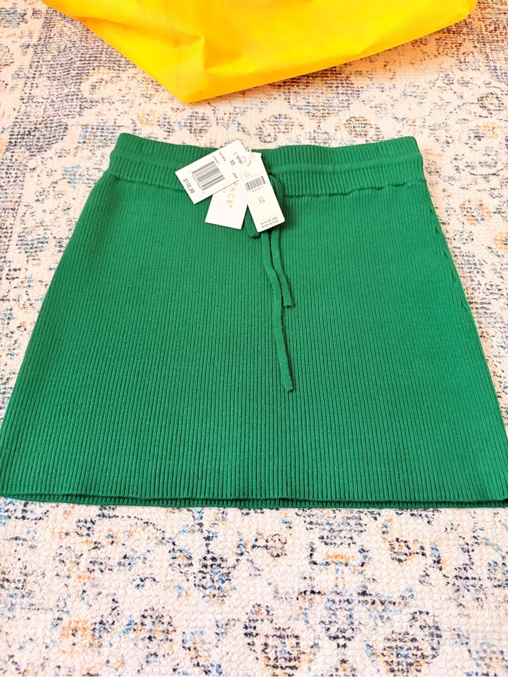 Anthropologie Dark Green Ribbed Knit Drawstring Skirt - Picture 7 of 8